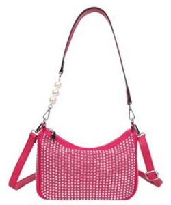 Bling bag with exchangeable pearl strap ZS-9034 ROSE